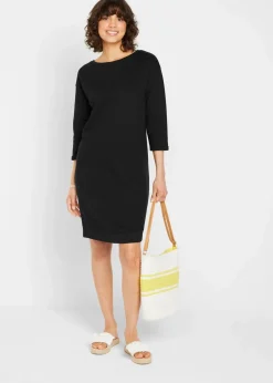 bonprix Bekleidung·Röcke|Bekleidung·Blusen & Tuniken^Sweatkleid, 3/4 Arm, innen weich angerauht schwarz
