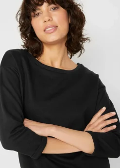 bonprix Bekleidung·Röcke|Bekleidung·Blusen & Tuniken^Sweatkleid, 3/4 Arm, innen weich angerauht schwarz