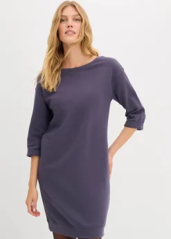 bonprix Kleider|Sweat^Sweatkleid, 3/4 Arm, innen weich angerauht blaubeere