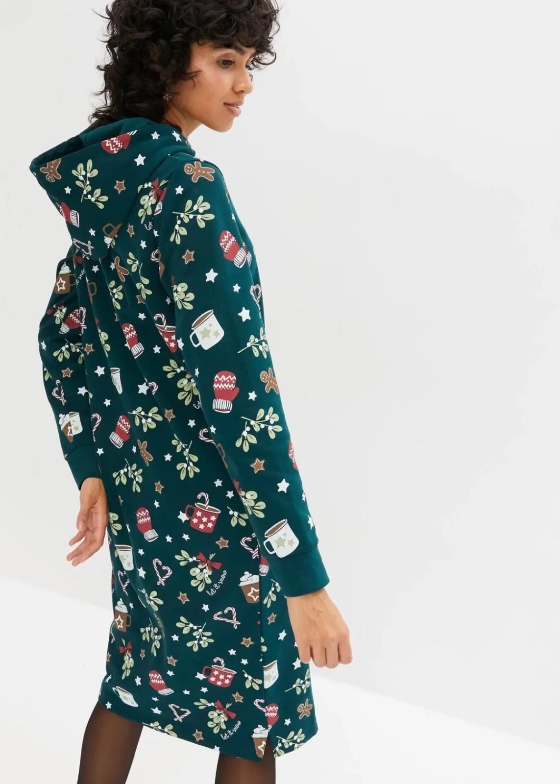 bonprix Bekleidung·Blusen & Tuniken|Bekleidung·Pullover & Strickjacken^Sweatkleid aus Baumwoll-Mix tiefgrün