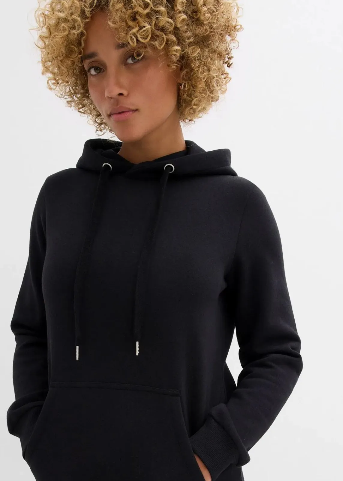 bonprix Kleider|Sweat^Sweatkleid aus Baumwoll-Mix schwarz