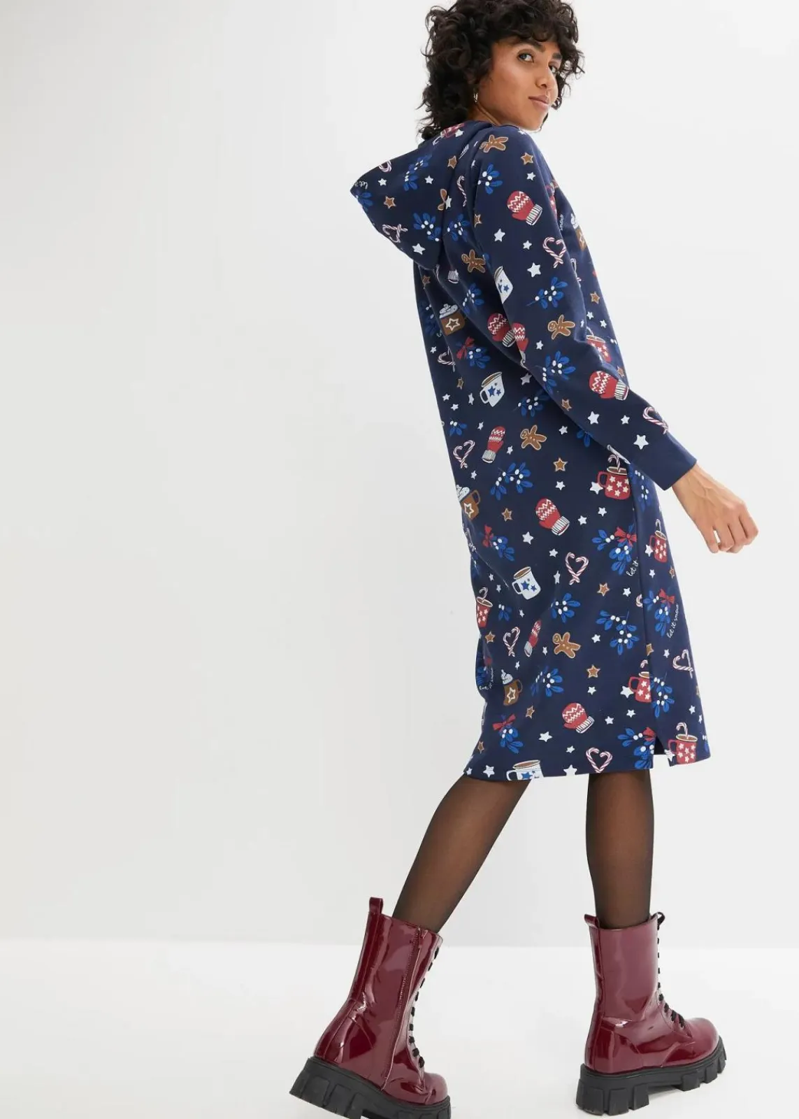 bonprix Kleider|Sweat^Sweatkleid aus Baumwoll-Mix dunkelblau