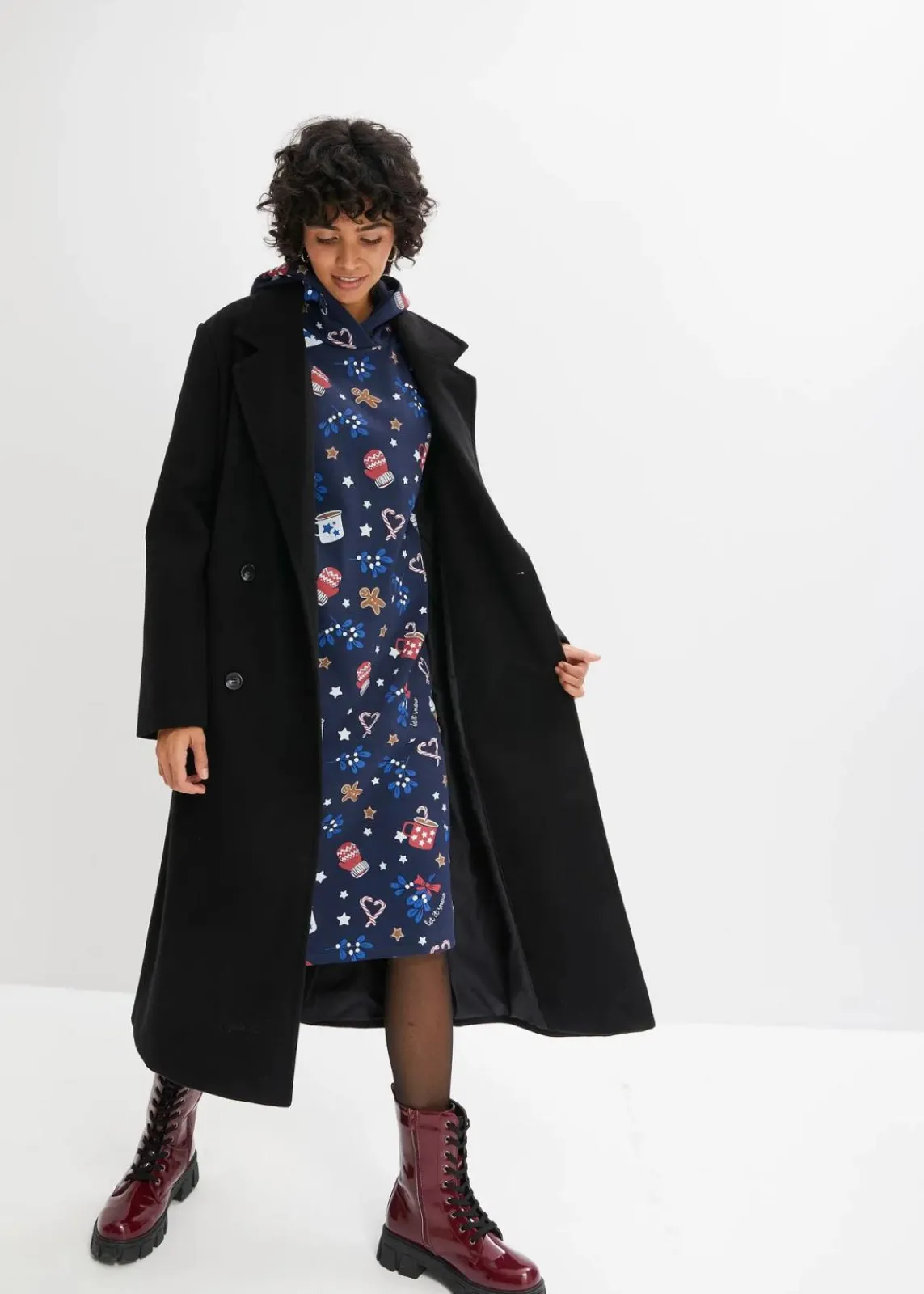 bonprix Kleider|Sweat^Sweatkleid aus Baumwoll-Mix dunkelblau