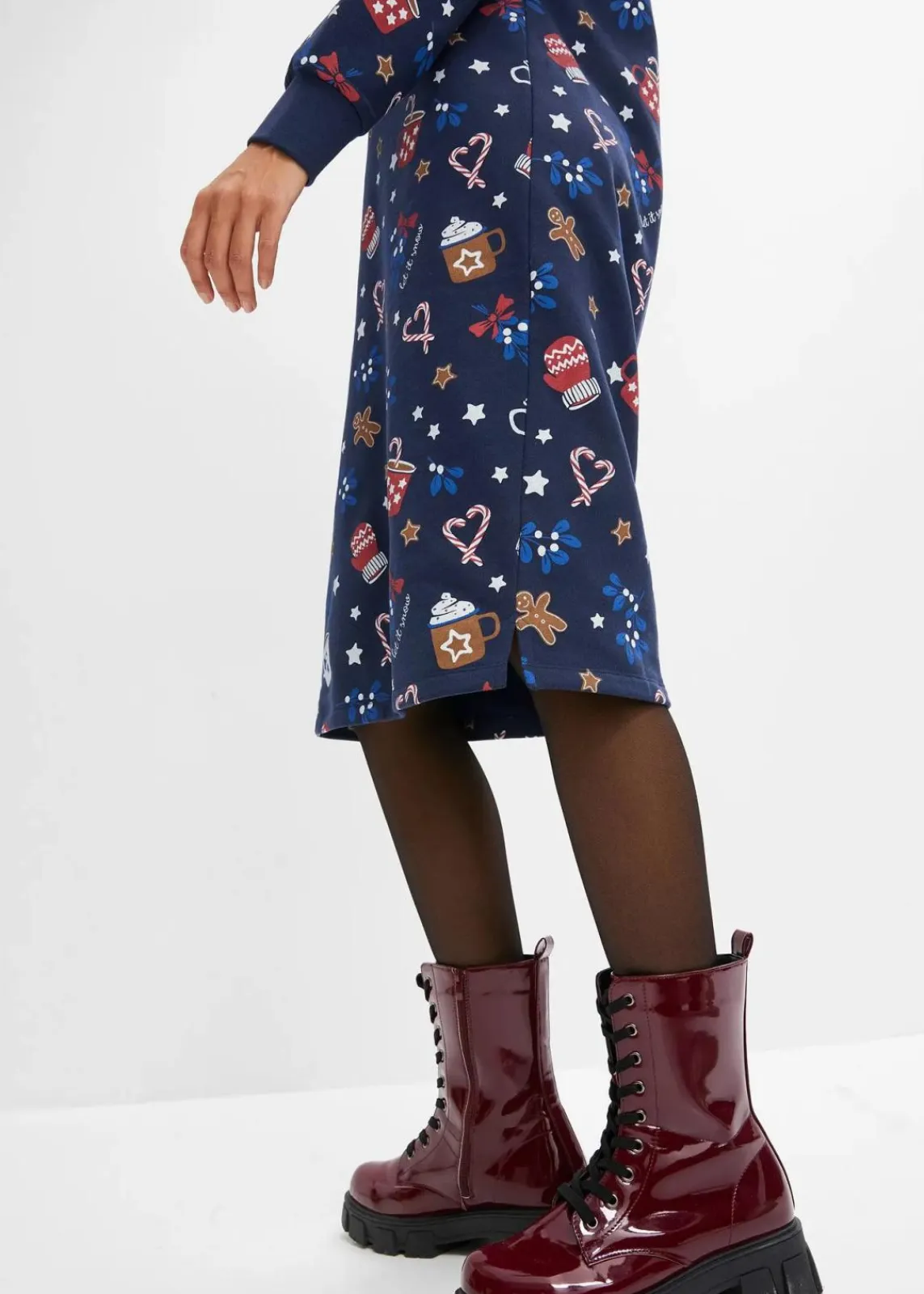 bonprix Kleider|Sweat^Sweatkleid aus Baumwoll-Mix dunkelblau