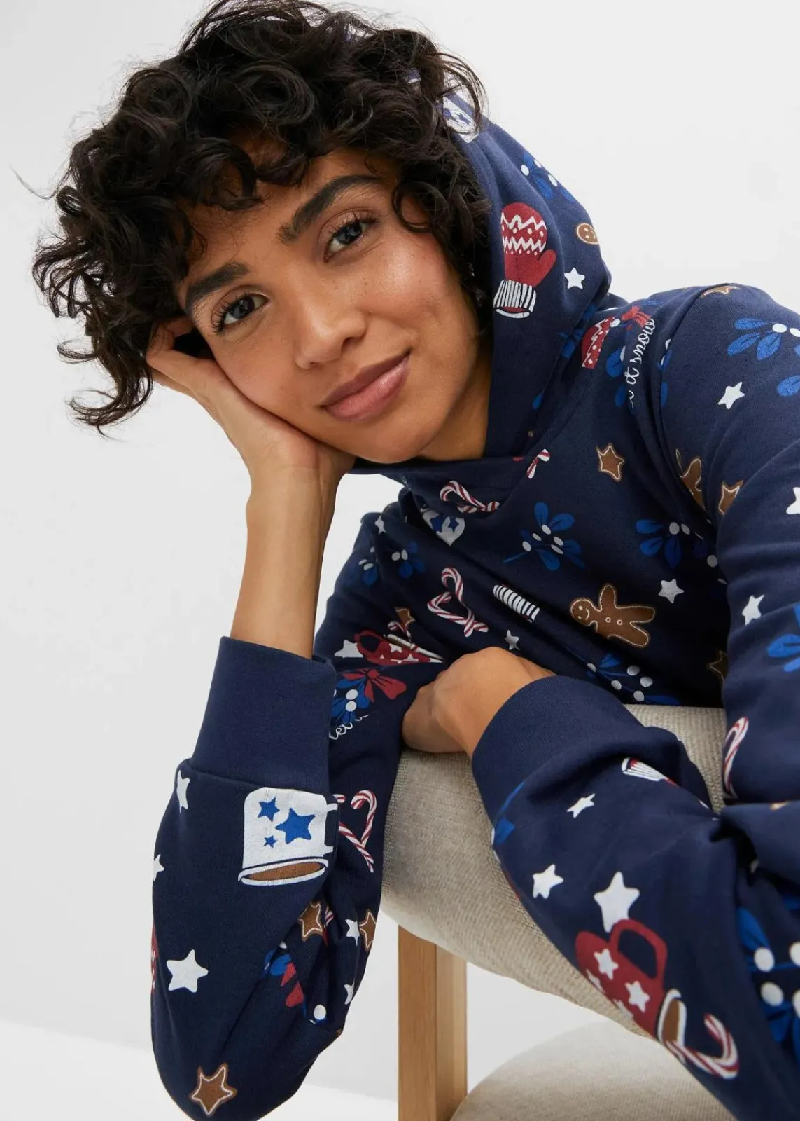 bonprix Kleider|Sweat^Sweatkleid aus Baumwoll-Mix dunkelblau