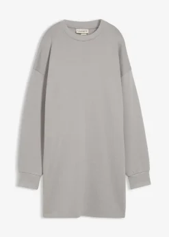 bonprix Kleider|Sweat^Sweatkleid aus reiner Baumwolle schattengrau bedruckt