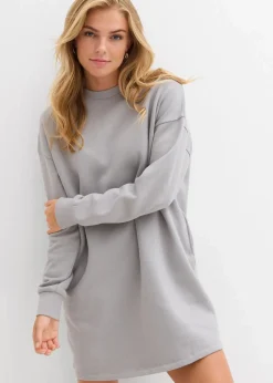 bonprix Kleider|Sweat^Sweatkleid aus reiner Baumwolle schattengrau bedruckt