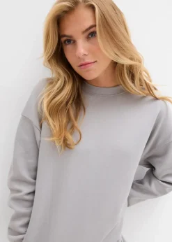 bonprix Kleider|Sweat^Sweatkleid aus reiner Baumwolle schattengrau bedruckt