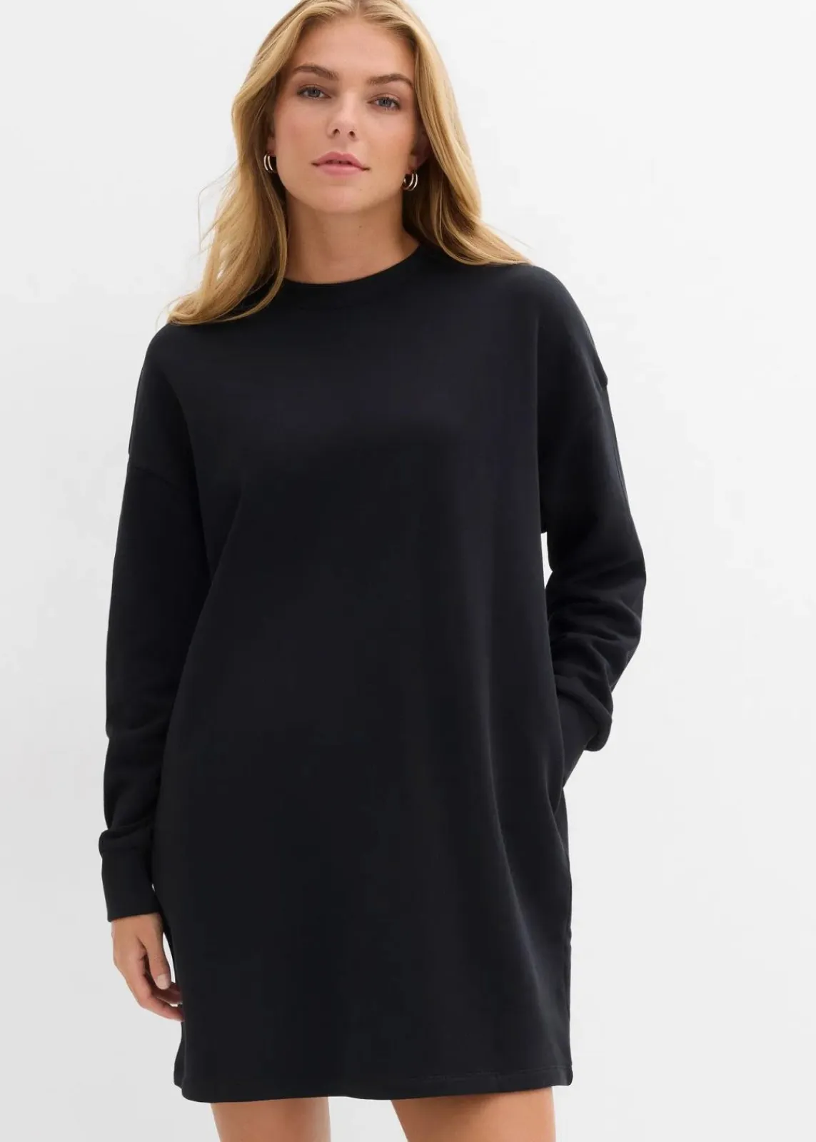 bonprix Sweat|Kleider^Sweatkleid aus reiner Baumwolle schwarz bedruckt
