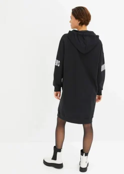 bonprix Bekleidung·Blusen & Tuniken|Nachhaltigere Materialien^Sweatkleid aus reiner Bio-Baumwolle schwarz/weiß