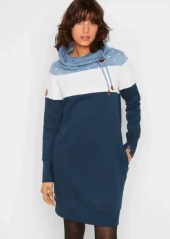bonprix Bekleidung·Blusen & Tuniken|Sweat^Sweatkleid aus reiner Bio-Baumwolle dunkelblau gepunktet