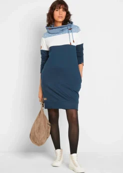 bonprix Bekleidung·Blusen & Tuniken|Sweat^Sweatkleid aus reiner Bio-Baumwolle dunkelblau gepunktet