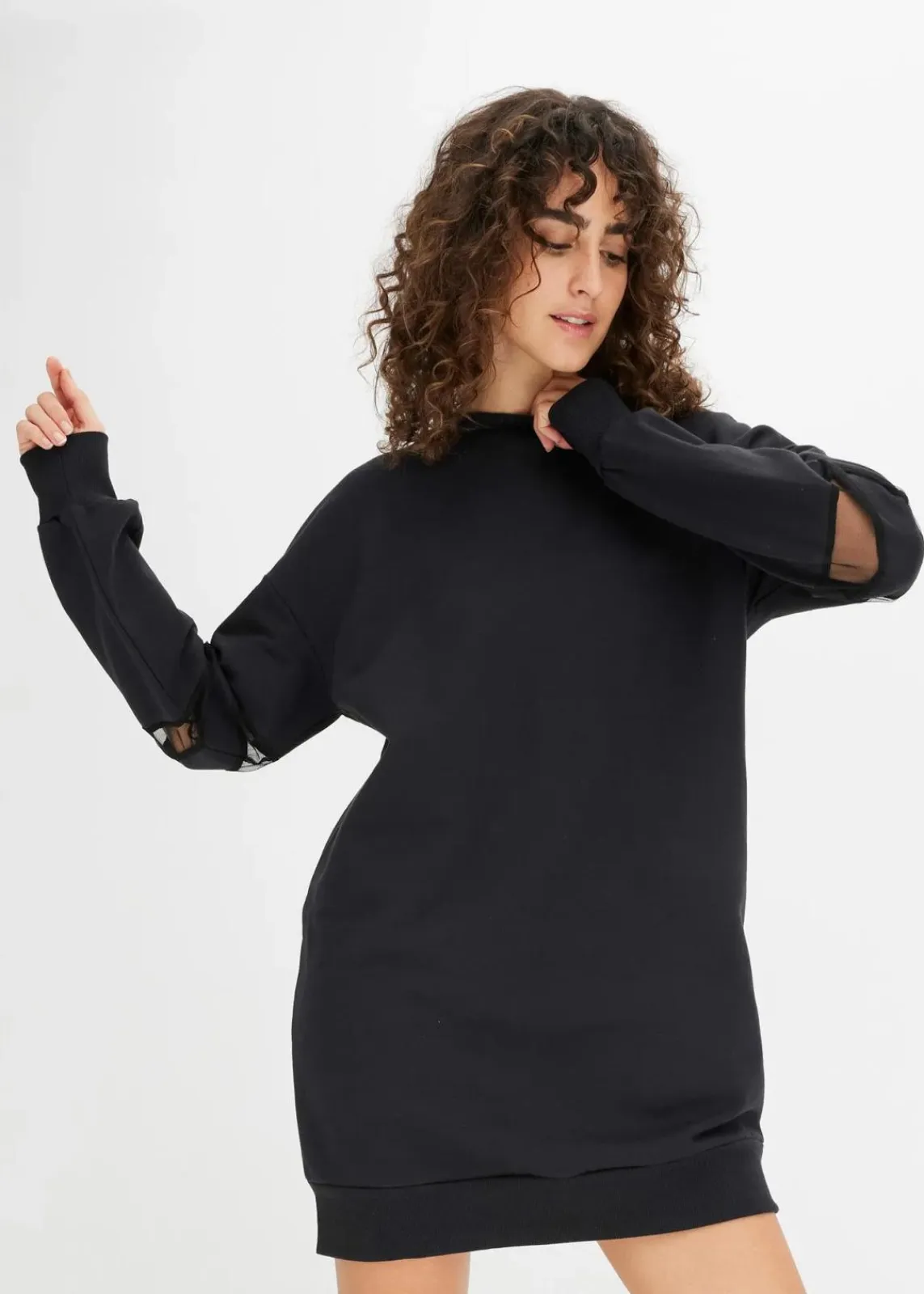 bonprix Bekleidung·Blusen & Tuniken|Sweat^Sweatkleid aus reiner Bio-Baumwolle schwarz