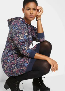 bonprix Bekleidung·Blusen & Tuniken|Bekleidung·Pullover & Strickjacken^Sweatkleid, bedruckt, langarm dunkelblau Paisley