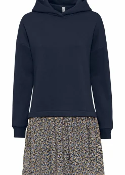 bonprix Sweat|Kleider^Sweatkleid in 2-in-1 Optik blau/gelb