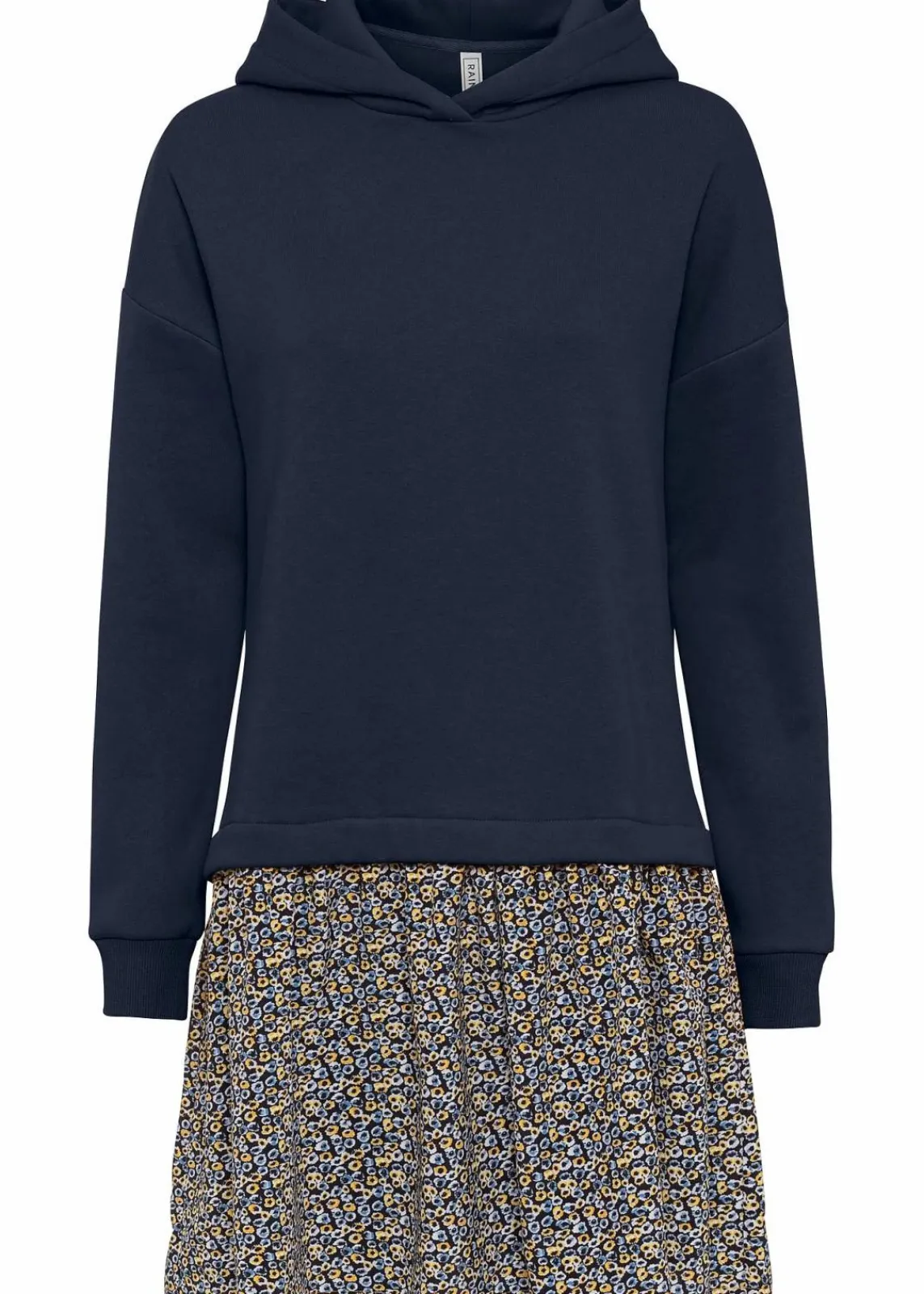 bonprix Sweat|Kleider^Sweatkleid in 2-in-1 Optik blau/gelb