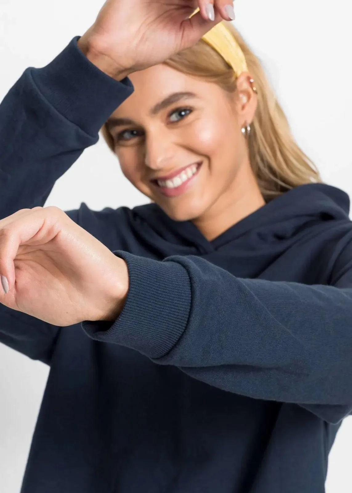 bonprix Sweat|Kleider^Sweatkleid in 2-in-1 Optik blau/gelb