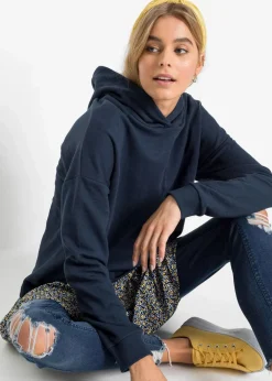 bonprix Sweat|Kleider^Sweatkleid in 2-in-1 Optik blau/gelb