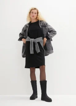 bonprix Bekleidung·Blusen & Tuniken|Bekleidung·Pullover & Strickjacken^Sweatkleid mit Ballonärmeln und Schlitz schwarz