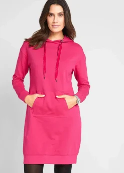 bonprix Kleider|Sweat^Sweatkleid mit Bio-Baumwolle dunkelpink
