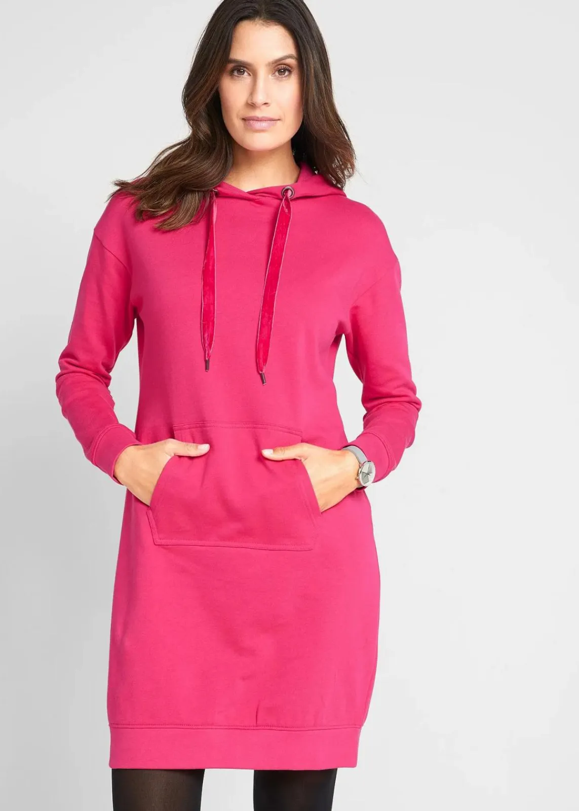 bonprix Kleider|Sweat^Sweatkleid mit Bio-Baumwolle dunkelpink