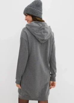 bonprix Kleider|Sweat^Sweatkleid mit Bio-Baumwolle grau meliert