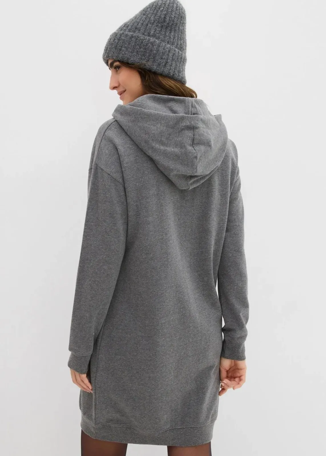 bonprix Kleider|Sweat^Sweatkleid mit Bio-Baumwolle grau meliert