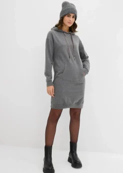 bonprix Kleider|Sweat^Sweatkleid mit Bio-Baumwolle grau meliert