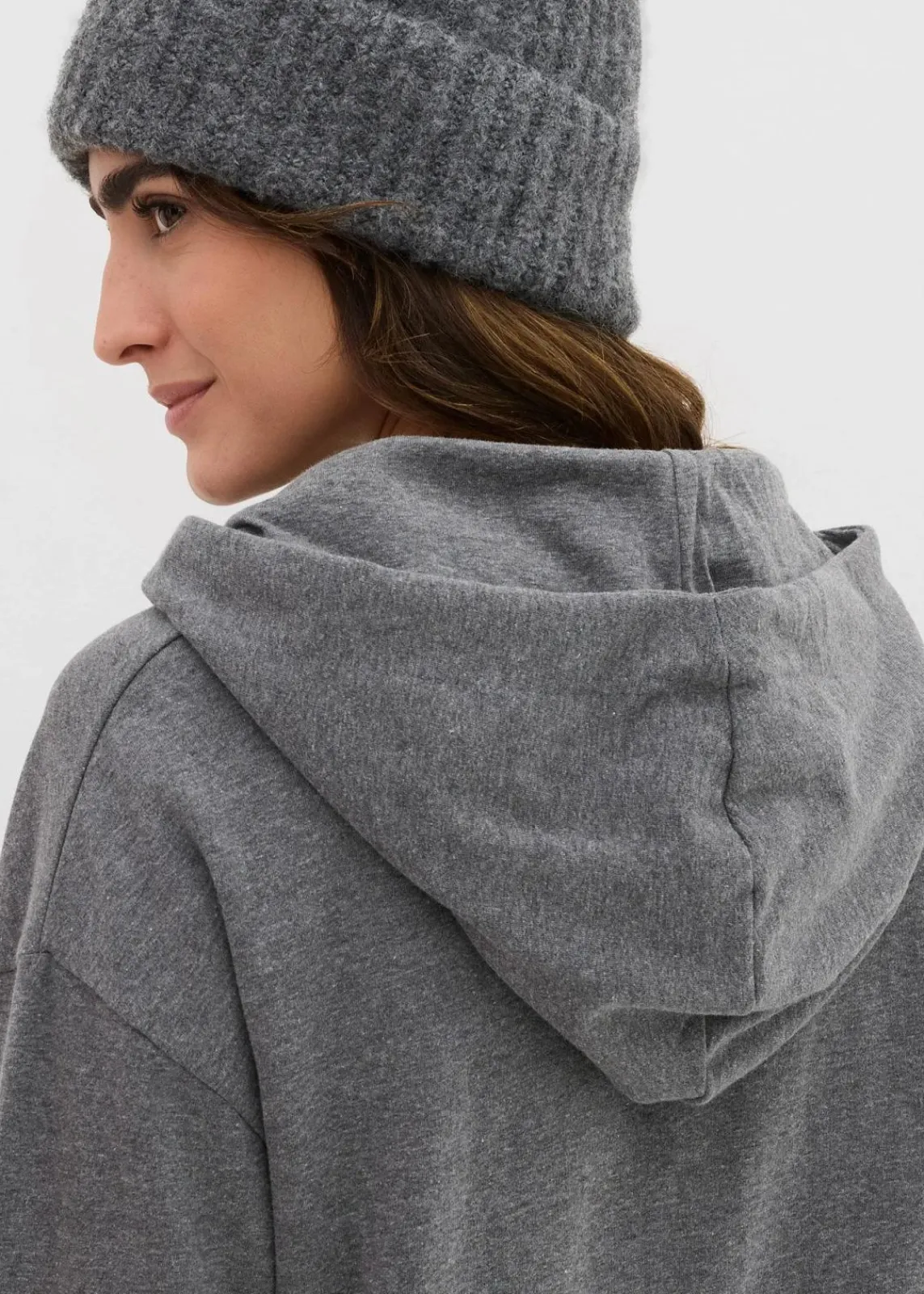 bonprix Kleider|Sweat^Sweatkleid mit Bio-Baumwolle grau meliert