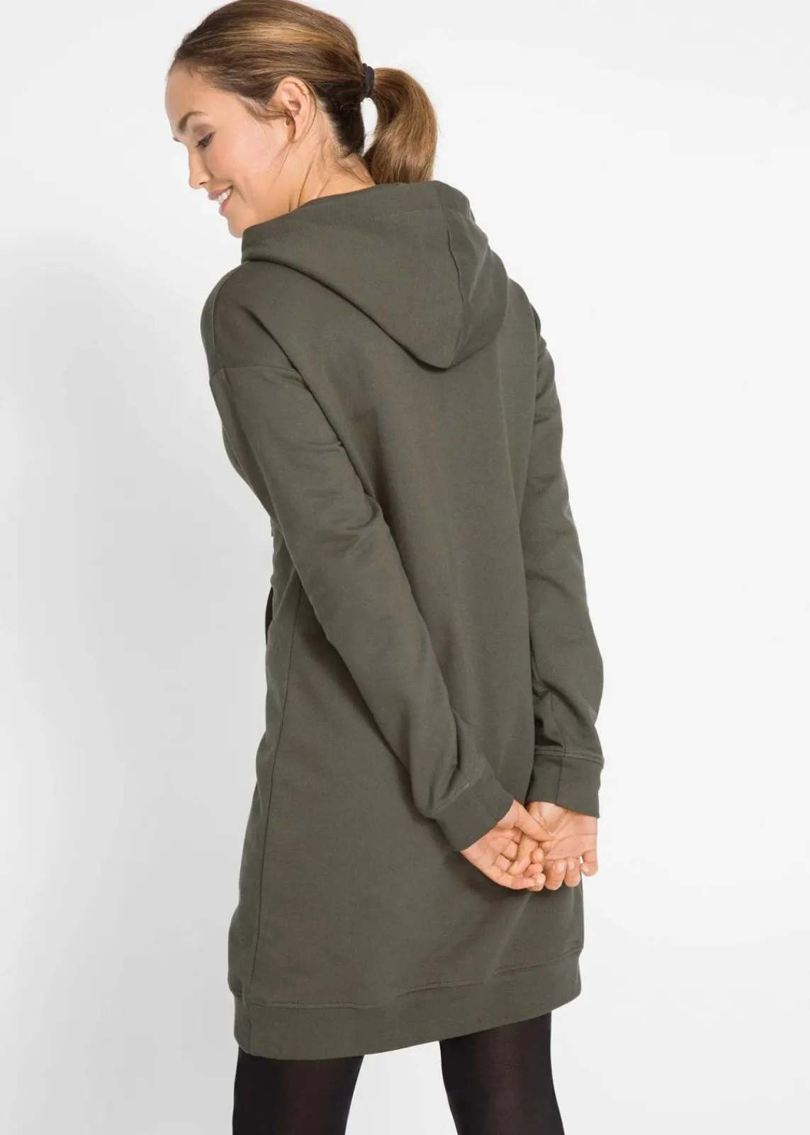 bonprix Kleider|Sweat^Sweatkleid mit Bio-Baumwolle dunkeloliv