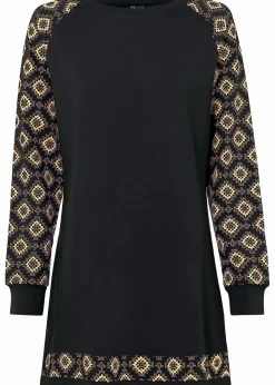 bonprix Bekleidung·Blusen & Tuniken|Sweat^Sweatkleid mit Druck schwarz/braun/gelb