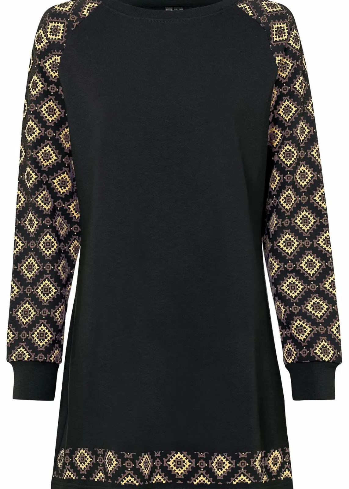 bonprix Bekleidung·Blusen & Tuniken|Sweat^Sweatkleid mit Druck schwarz/braun/gelb