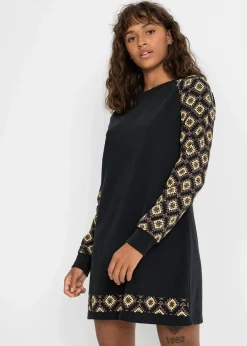 bonprix Bekleidung·Blusen & Tuniken|Sweat^Sweatkleid mit Druck schwarz/braun/gelb