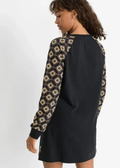 bonprix Bekleidung·Blusen & Tuniken|Sweat^Sweatkleid mit Druck schwarz/braun/gelb