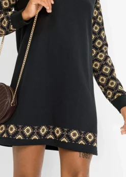 bonprix Bekleidung·Blusen & Tuniken|Sweat^Sweatkleid mit Druck schwarz/braun/gelb