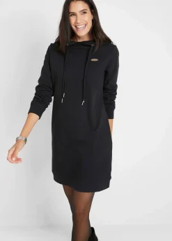 bonprix Kleider|Sweat^Sweatkleid mit Kapuze schwarz
