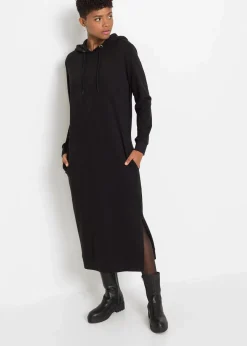 bonprix Basics|Sweat^Sweatkleid mit Kapuze schwarz
