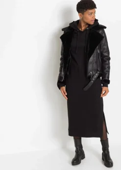 bonprix Basics|Sweat^Sweatkleid mit Kapuze schwarz