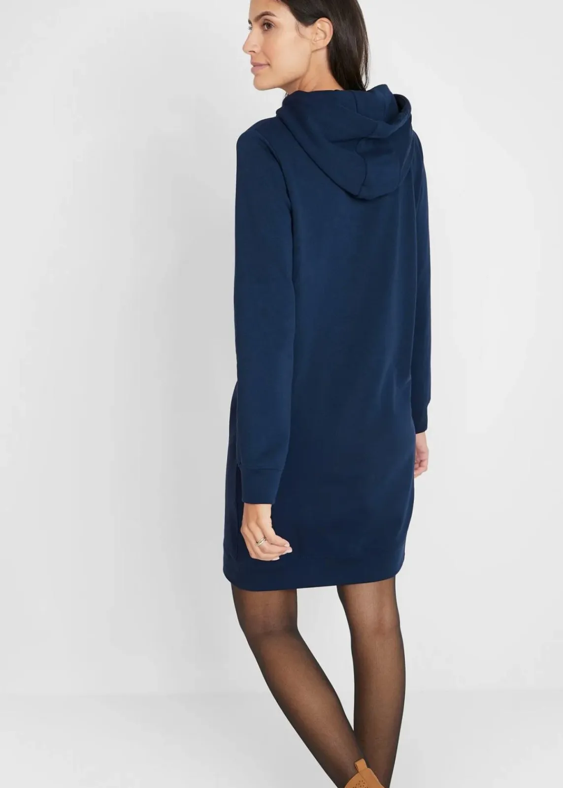 bonprix Kleider|Sweat^Sweatkleid mit Kapuze dunkelblau