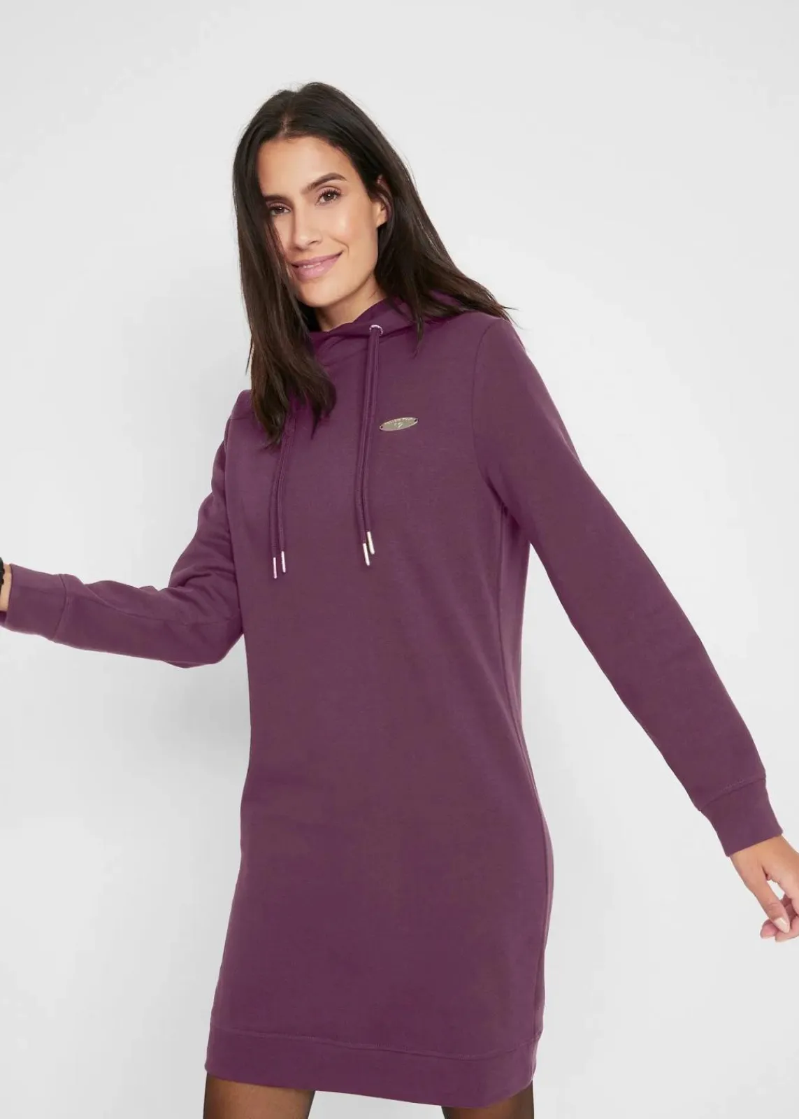 bonprix Bekleidung·Blusen & Tuniken|Bekleidung·Pullover & Strickjacken^Sweatkleid mit Kapuze holunderbeere
