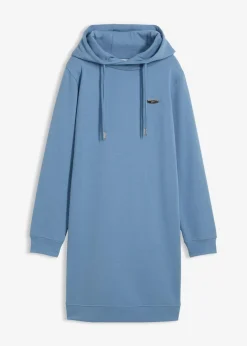 bonprix Kleider|Sweat^Sweatkleid mit Kapuze wellenblau