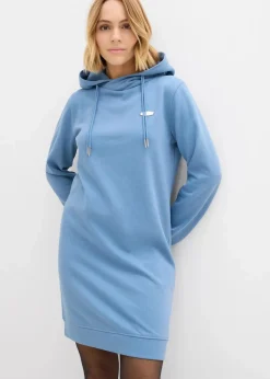 bonprix Kleider|Sweat^Sweatkleid mit Kapuze wellenblau