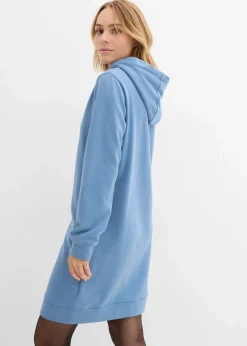 bonprix Kleider|Sweat^Sweatkleid mit Kapuze wellenblau