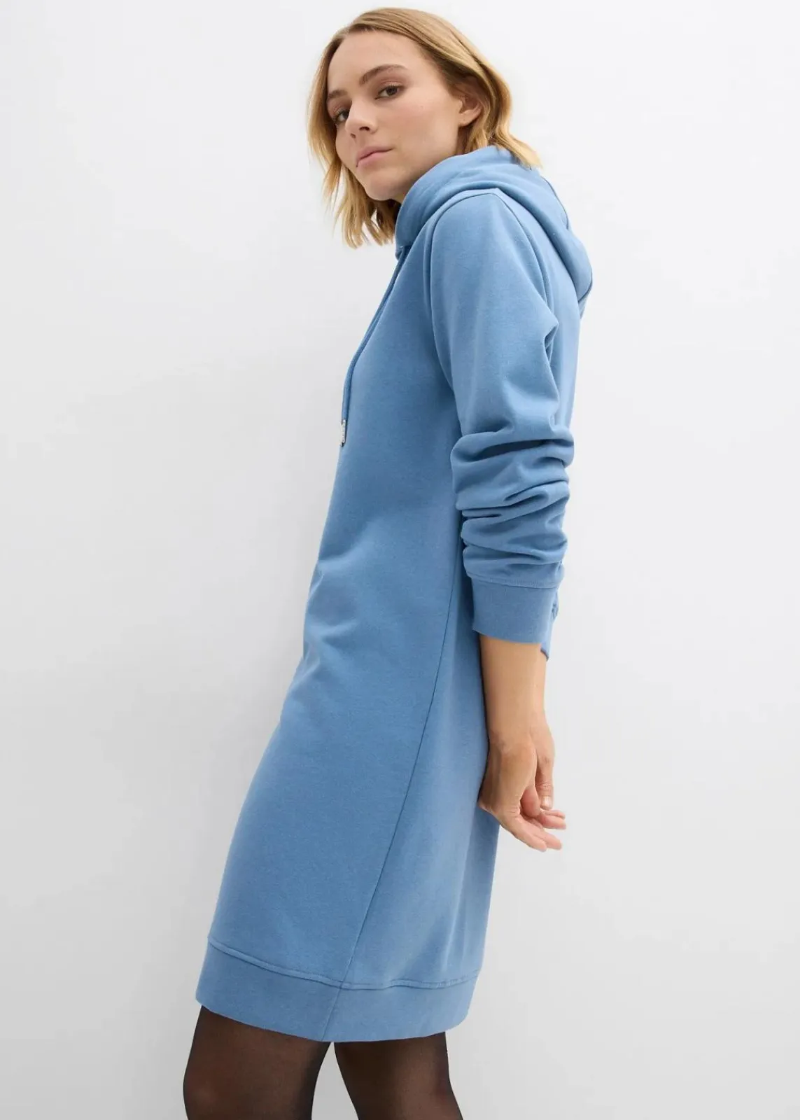 bonprix Kleider|Sweat^Sweatkleid mit Kapuze wellenblau