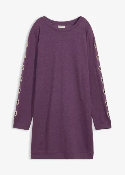 bonprix Bekleidung·Blusen & Tuniken|Bekleidung·Pullover & Strickjacken^Sweatkleid mit Ösen weinbeere