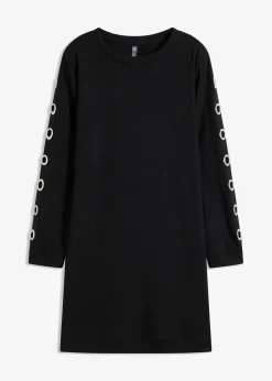 bonprix Kleider|Sweat^Sweatkleid mit Ösen schwarz