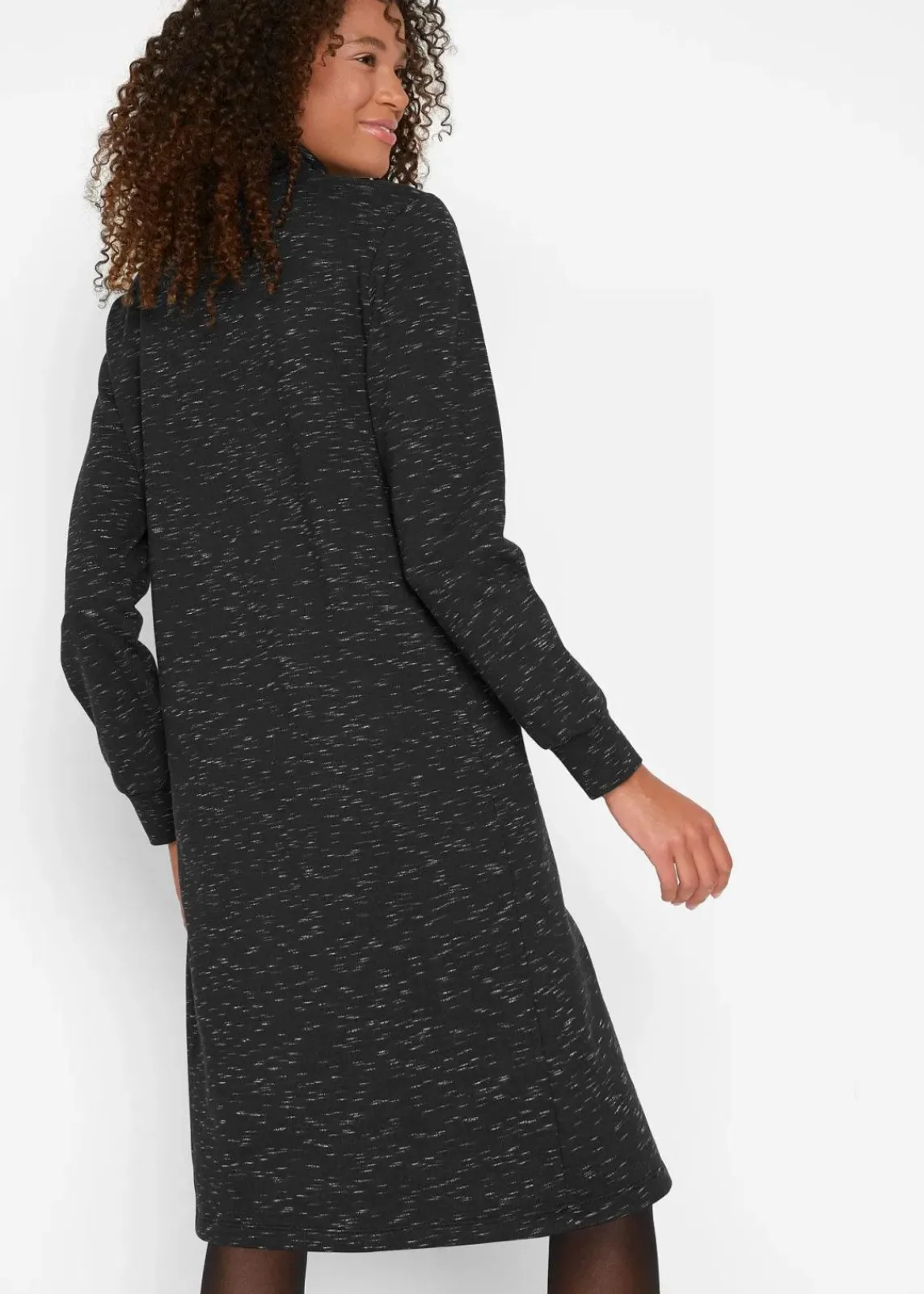 bonprix Kleider|Sweat^Sweatkleid mit Troyer schwarz