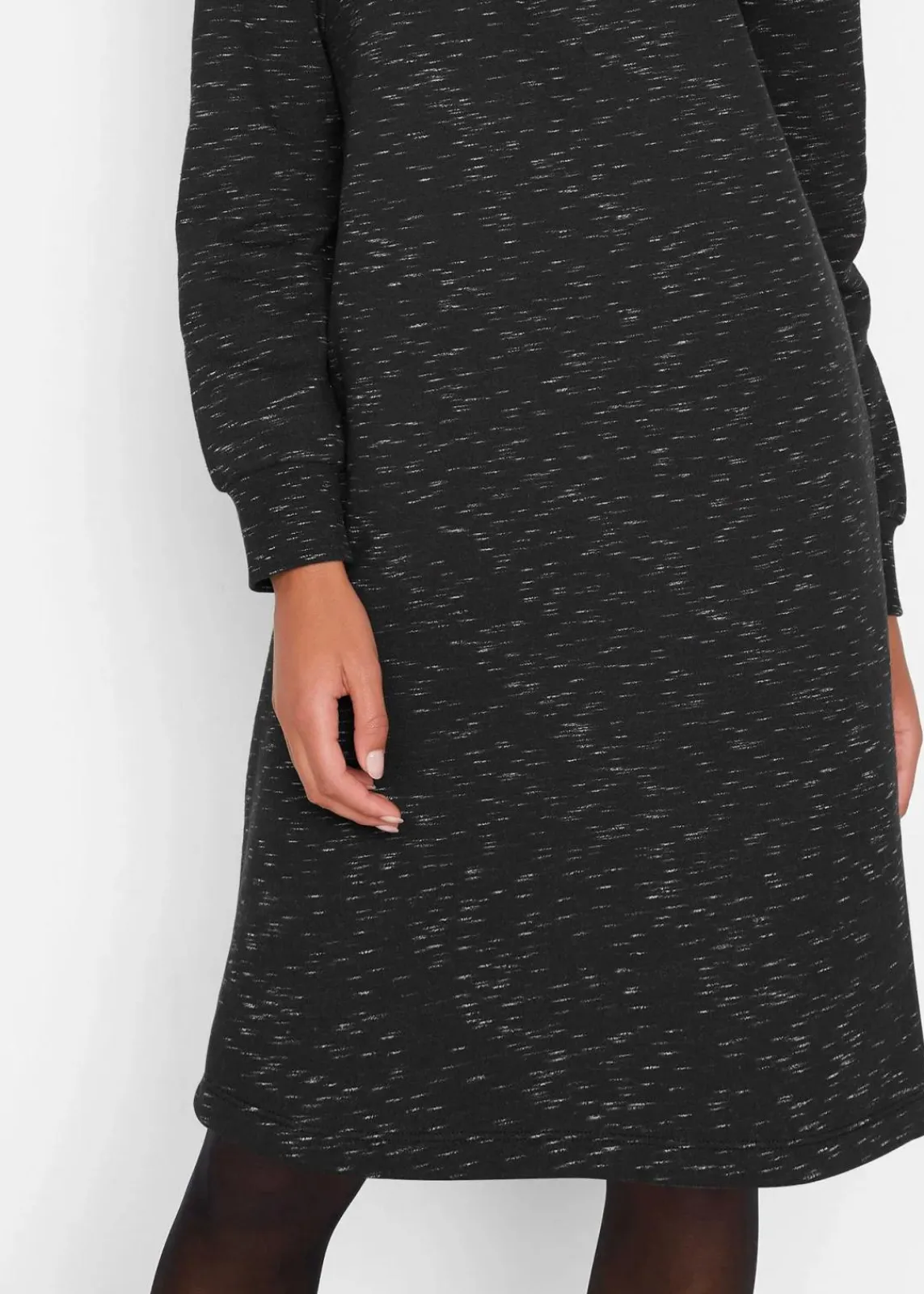 bonprix Kleider|Sweat^Sweatkleid mit Troyer schwarz
