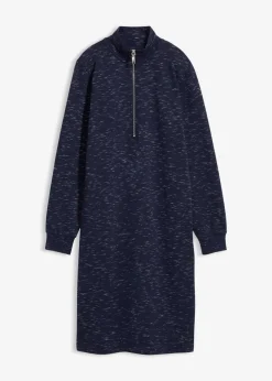bonprix Kleider|Sweat^Sweatkleid mit Troyer dunkelblau