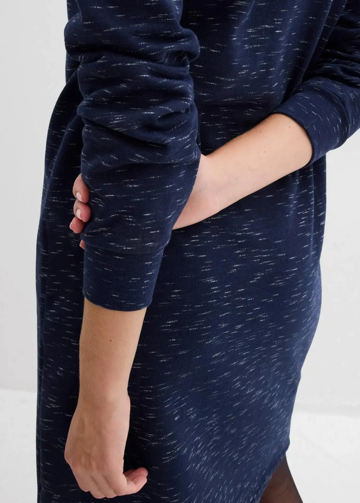 bonprix Kleider|Sweat^Sweatkleid mit Troyer dunkelblau